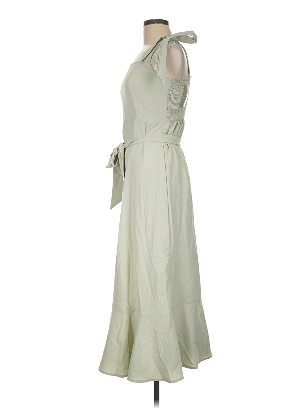 NWT Medium Sage Tie-Shoulder Maxi Dress with Waist Sash - Picture 4 of 13